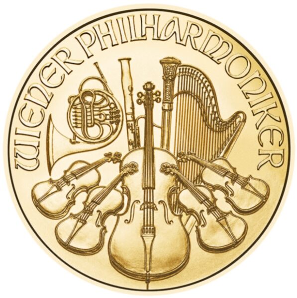 Złota moneta Filharmonicy Wiedeńscy 2023 awers