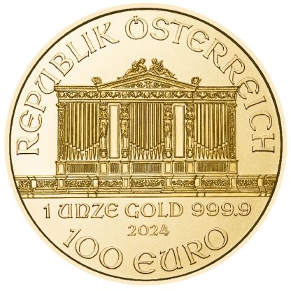 Złota moneta 1 oz Wiedeńscy Filharmonicy 2024 awers