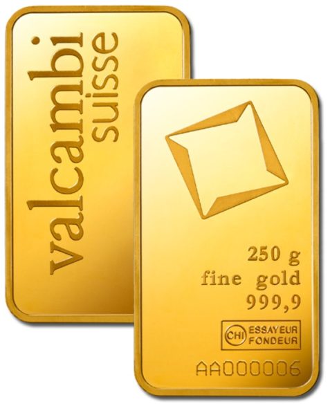 Złota sztabka Valcambi 250 g  - GoldBroker.pl