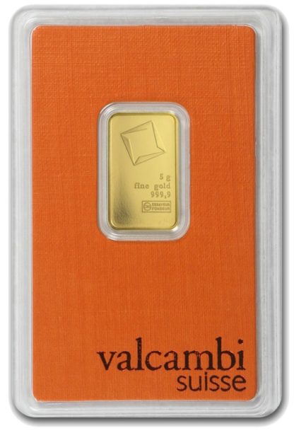 Sztabka złota Valcambi certipack 5 g rewers - GoldBroker.pl