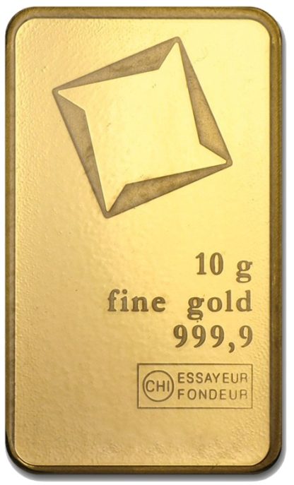 Sztabka złota Valcambi 10 g  awers - GoldBroker.pl