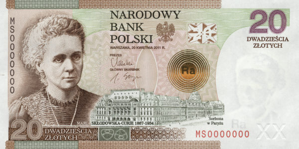 2011_banknot_100_rocznica_rocznica_Nobla_Marii_Sklodowskiej-Curie_20zl_a