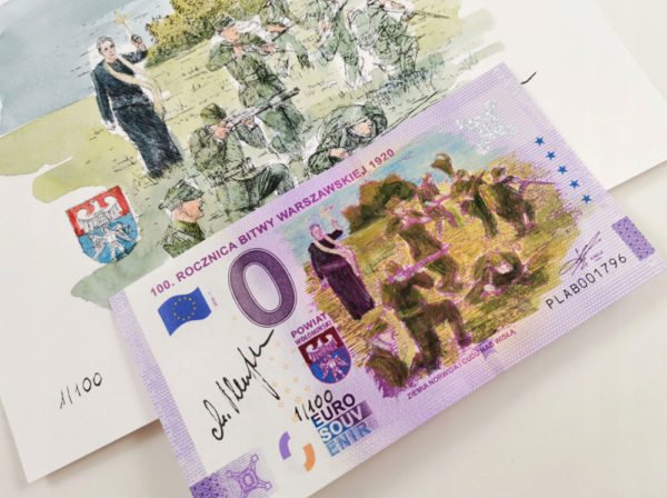 0 Euro Bitwa Warszawska banknot kolor akwarela - GoldBroker.pl