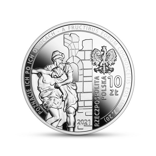 Srebrna moneta kolekcjonerska 30-lecie wznowienia działalności Caritas Polska awers - GoldBroker.pl