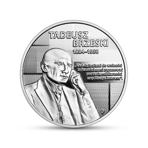 Srebrna moneta Wielcy polscy ekonomiści - Tadeusz Brzeski rewers - GoldBroker.pl