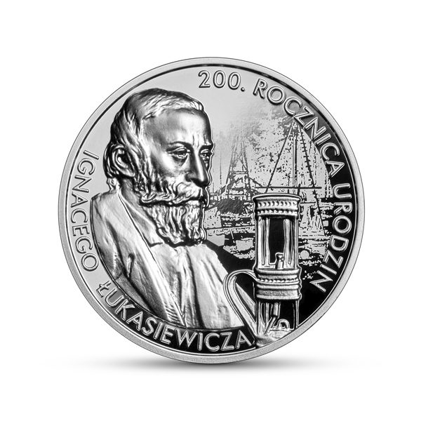 10 zł srebrna moneta 200. rocznica urodzin Ignacego Łukasiewicza rewers - GoldBroker.pl