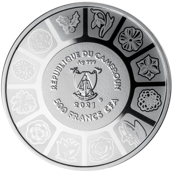 500 franków CFA srebrna moneta Lilia Mowa Kwiatów awers - GoldBroker.pl