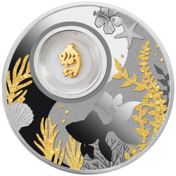 500 franków CFA srebrna moneta Złota rybka rewers - GoldBroker.pl