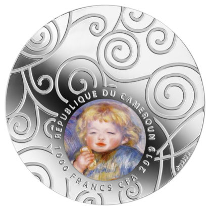 Srebrna moneta Pierre Auguste Renoir Dziecko z biszkoptem awers - GoldBroker.pl