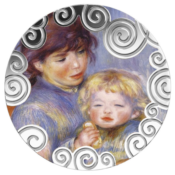 Srebrna moneta Pierre Auguste Renoir Dziecko z biszkoptem rewers - GoldBroker.pl