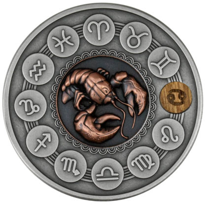 Srebrna moneta Znaki Zodiaku: Rak rewers - GoldBroker.pl