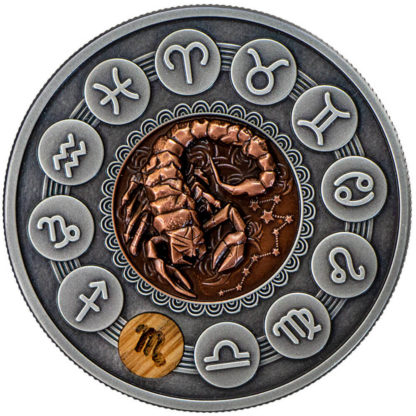 Srebrna moneta Znaki Zodiaku: Skorpion rewers - GoldBroker.pl