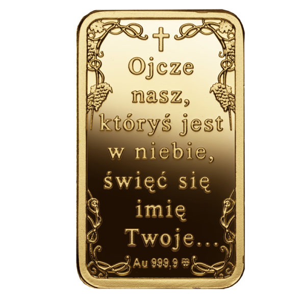 Sztabka złota Jezu ufam Tobie awers - GoldBroker.pl