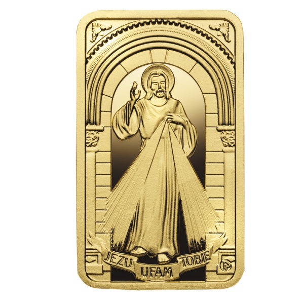 Sztabka złota Jezu ufam Tobie rewers - GoldBroker.pl