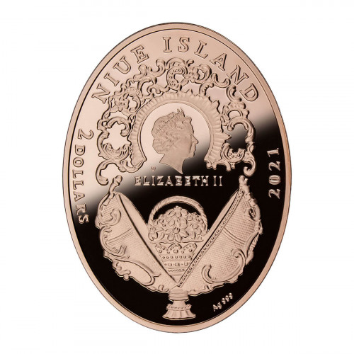Srebrna moneta Jajo pelikanowe, Seria: Jaja Faberge awers - GoldBroker.pl