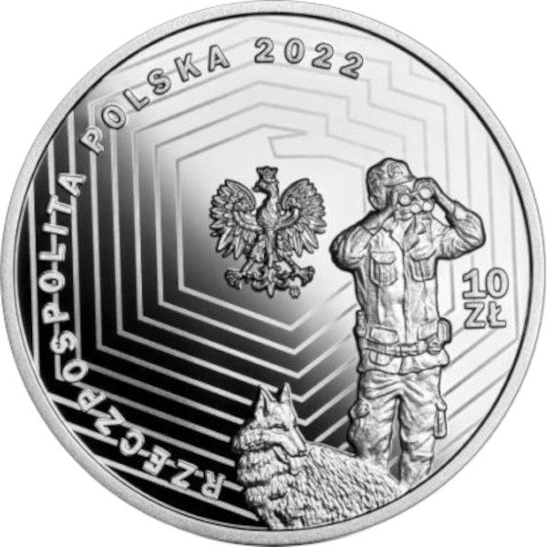 Srebrna moneta 30. rocznica powołania Straży Granicznej awers - GoldBroker.pll