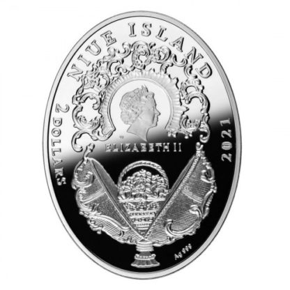 Srebrna moneta Jajo mozaikowe, Seria: Jaja Faberge awers - GoldBroker.pl