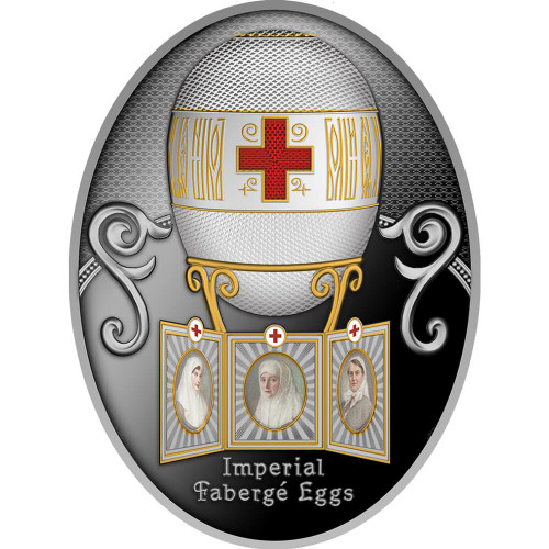 Srebrna moneta Jajo czerwonego krzyża, Seria: Jaja Faberge rewers - GoldBroker.pl