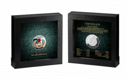 Srebrna moneta 1$ Skarabeusz bursztynowy ramka - GoldBroker.pl