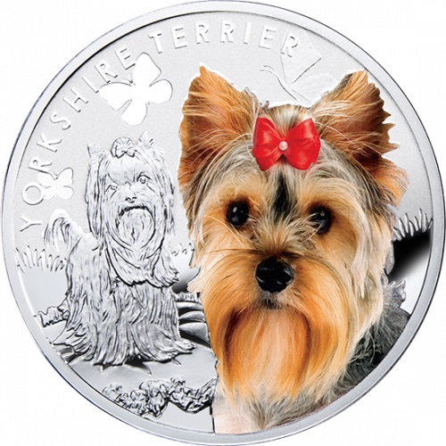 Srebrna moneta 1$ Yorkshire Terrier rewers - GoldBroker.pl