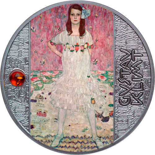 Srebrna moneta 500 cfa Gustav Klimt Mada Gertrude Primavesi rewers - GoldBrokerpl