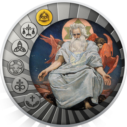 Srebrna moneta 500 CFA Jest jeden Bóg, Seria: Główne prawdy wiary rewers - GoldBroker.pl