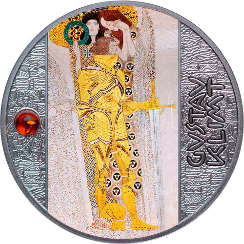 Srebrna moneta 500 CFA Gustav Klimt Rycerz rewers - GoldBroker.pl