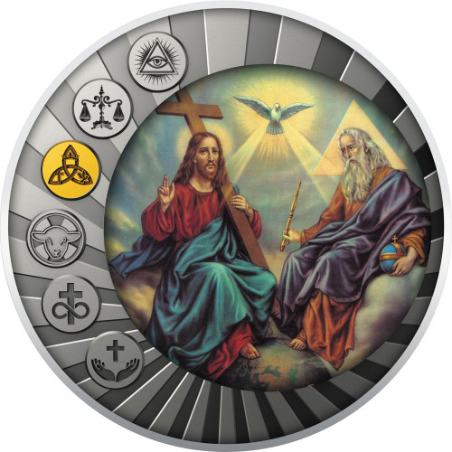Srebrna moneta 500 CFA Są trzy Osoby Boskie, Seria: Główne prawdy wiary rewers - GoldBroker.pl