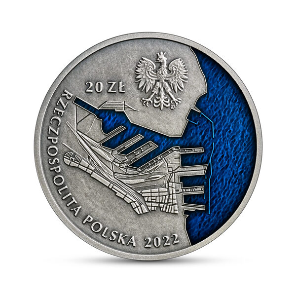 Srebrna moneta 20 zł 100-lecie Portu Gdynia awers - GoldBroker.pl