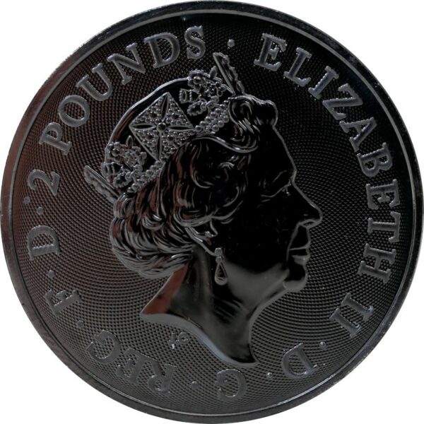 Srebrna moneta 2£ Robin Hood awers - GoldBroker.pl