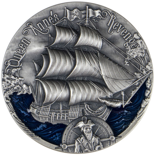 Srebrna moneta 2000 CFA Zemsta Królowej Anny rewers - GoldBroker.pl