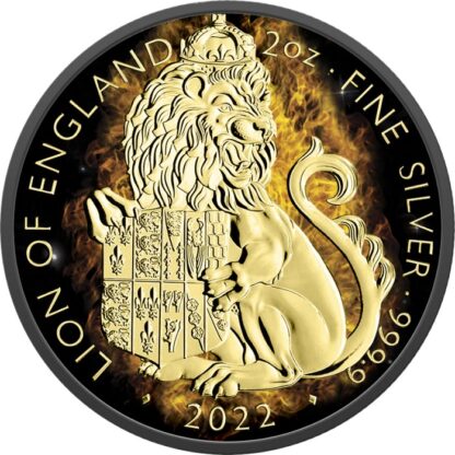 Srebrna moneta 5£ Płonący Lew Anglii rewers - GoldBroker.pl