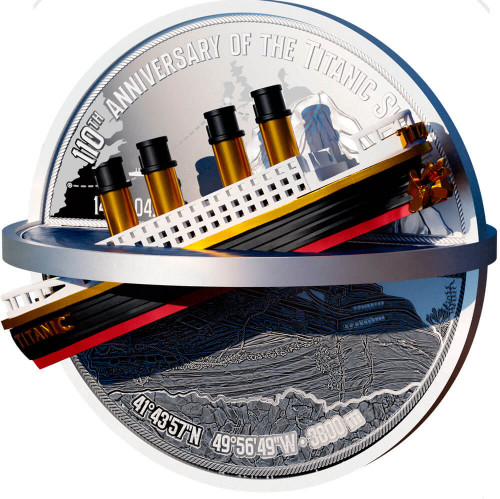 Srebrna moneta 110. rocznica zatonięcia Titanica rewers - GoldBroker.pl
