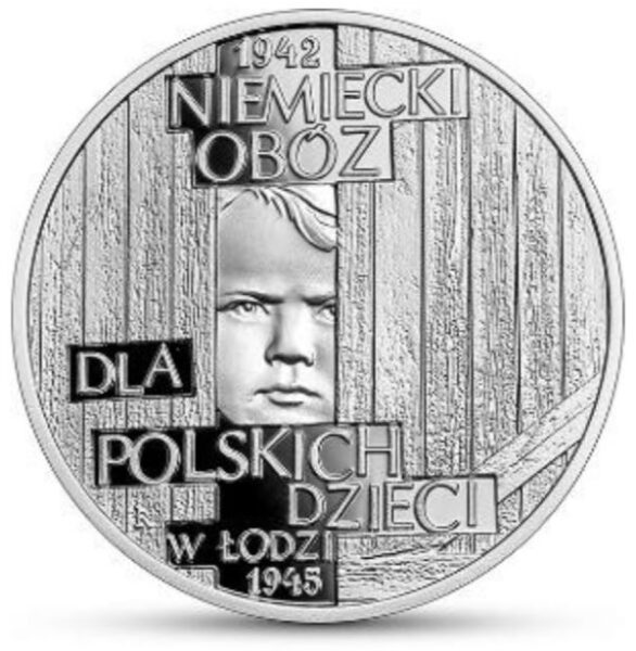 Srebrna moneta Niemiecki obóz dla polskich dzieci w Łodzi (1942-1945) rewers - GoldBroker.pl