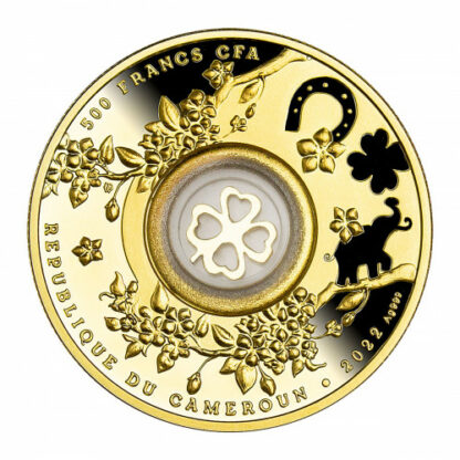 Srebrna moneta 500 CFA Czterolistna koniczynka  Lucky Seven awers - GoldBroker.pl