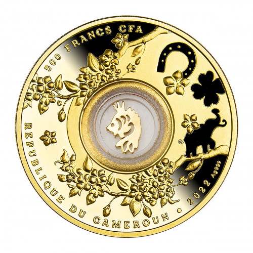 Srebrna moneta 500 CFA Złota Rybka Lucky Seven awers - GoldBroker.pl