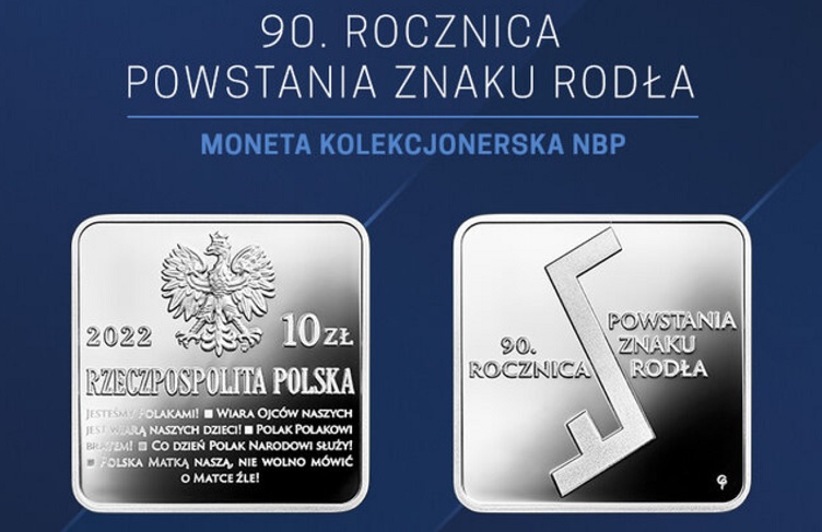 Srebrna moneta 90. rocznica powstania Znaku Rodła