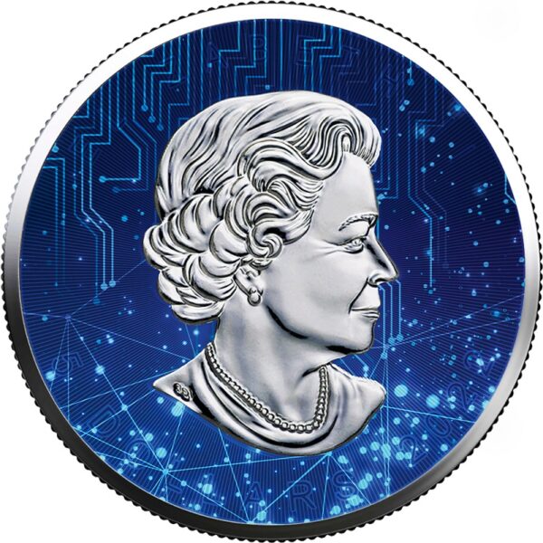 Srebrna moneta 1 oz Kanadyjski Liść Klonowy, Seria: Artificial Intelligence awers - GoldBroker.pl