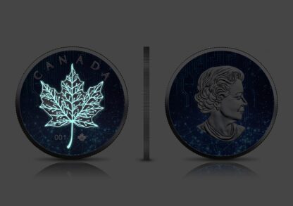 Srebrna moneta 1 oz Kanadyjski Liść Klonowy, Seria: Artificial Intelligence efekt glow - GoldBroker.pl