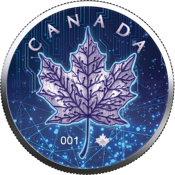 Srebrna moneta 1 oz Kanadyjski Liść Klonowy, Seria: Artificial Intelligence rewers - GoldBroker.pl