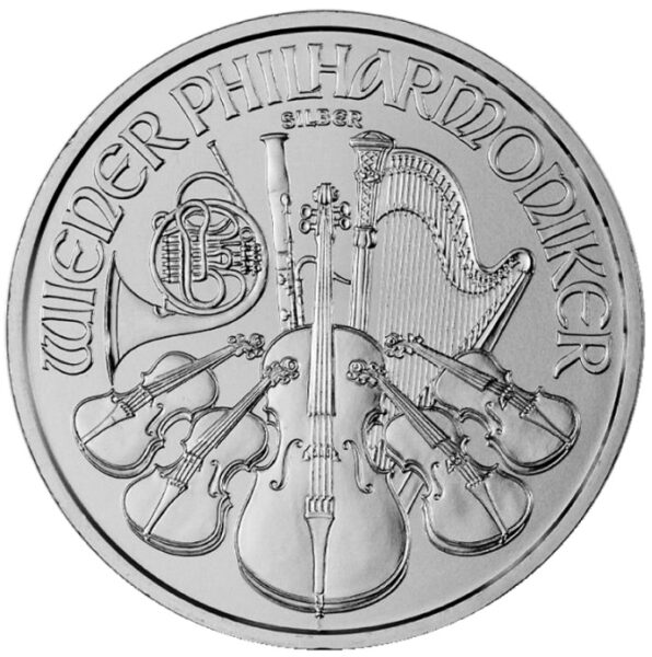 Srebrna moneta bulionowa 1 oz  Filharmonicy Wiedeńscy rewers - GoldBroker.pl