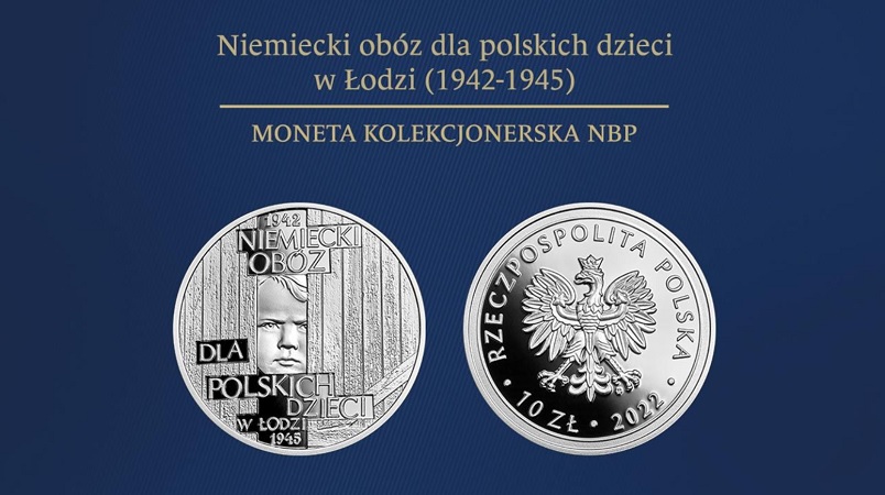 Srebrna moneta 10 zł Niemiecki obóz dla polskich dzieci w Łodzi