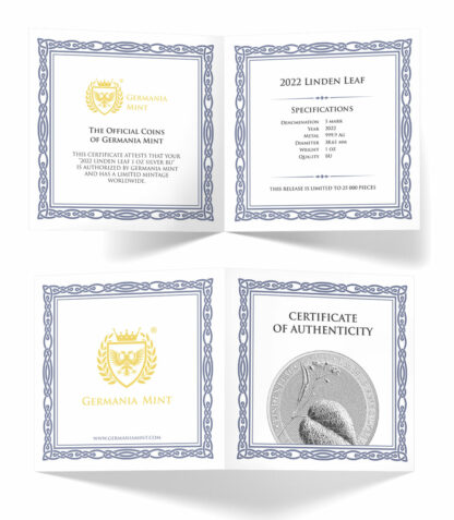 Srebrna moneta bulionowa 1 oz Liść Lipy certyfikat - GoldBroker.pl