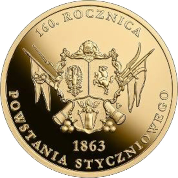 Złota moneta NBP 200 zł  160. rocznica Powstania Styczniowego rewers - GoldBroker.pl