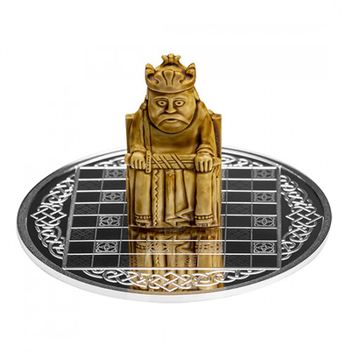 Srebrna moneta 3D 500 CFA Król, Seria: Szachy Wikingów rewers