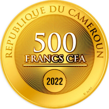 Srebrna moneta 500 CFA Młody mężczyzna z medalem awers