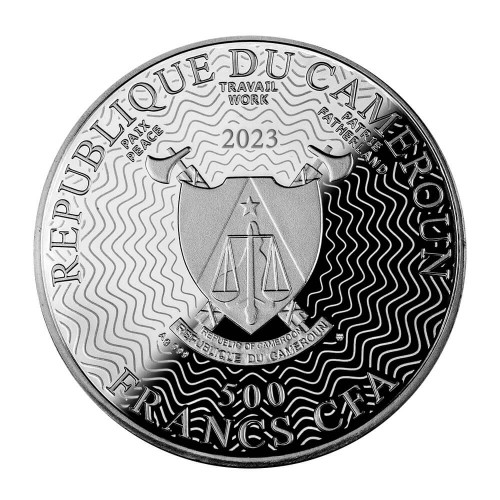 Srebrna moneta 500 CFA Nietoperz Seria: Nocni łowcy awers