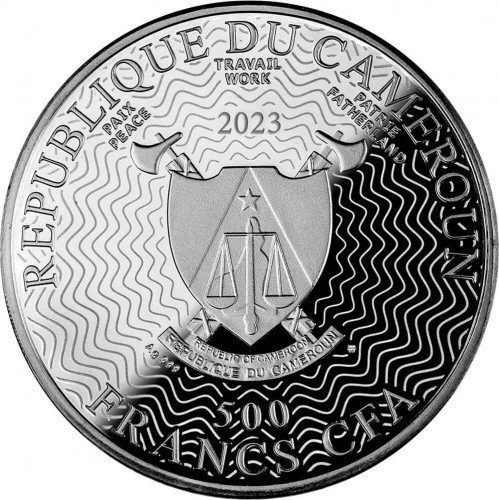 Srebrna moneta 500 CFA Nikola Tesla awers