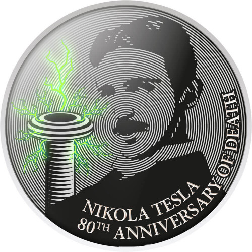Srebrna moneta 500 CFA Nikola Tesla rewers