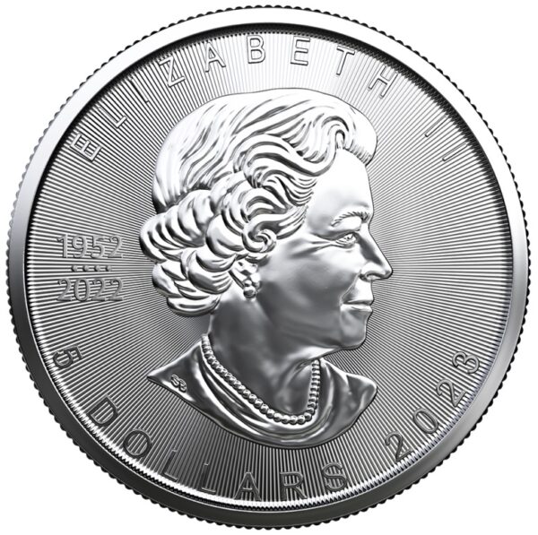 Srebrna moneta bulionowa 1 oz Kanadyjski Liść Klonowy awers